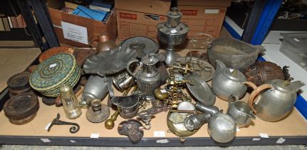 A pewter tea and coffee set, 1920s, to include a tea and coffee pot, cream jug and sugar bowl,