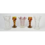 A group of cut glass bowls and vases, mainly 20th century, largest dish diam. 35cm, (qty)