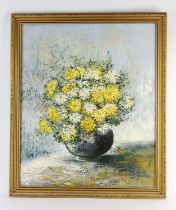 M. Howard (20th century), Still Life of Yellow and White Flowers in a Bowl, oil, signed and dated