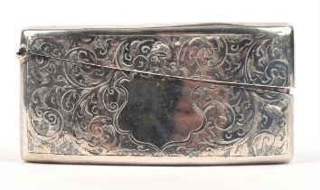 Brightcut curved back silver card case with vacant cartouche. Birmingham, 1907.
