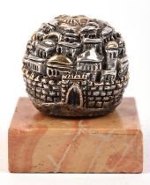 Zada Arts Israel silver paperweight ornaments of a walled town possibly Jerusalem.
