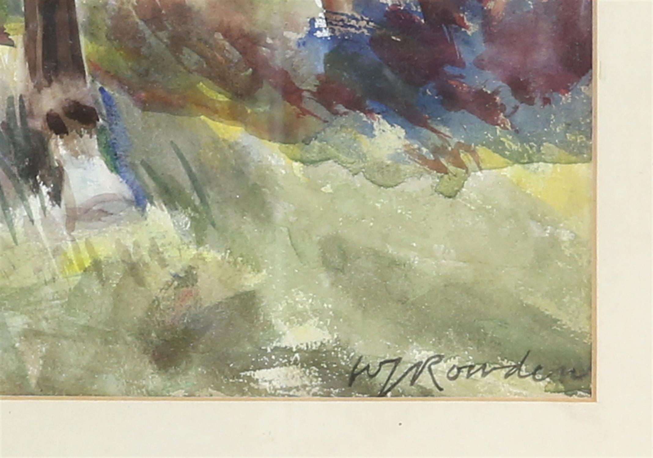 W. J. Rowden (20th century), Portrait of a lady on horseback, watercolour, signed lower right, - Image 2 of 2