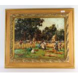 Italian School (20th century), Harvest scene, oil on canvas, indistinctly signed lower left,