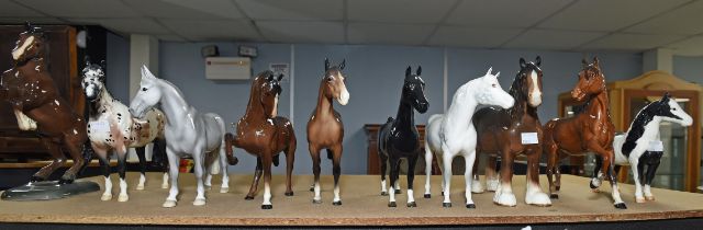 Collection of ten Beswick porcelain models of horses (10)