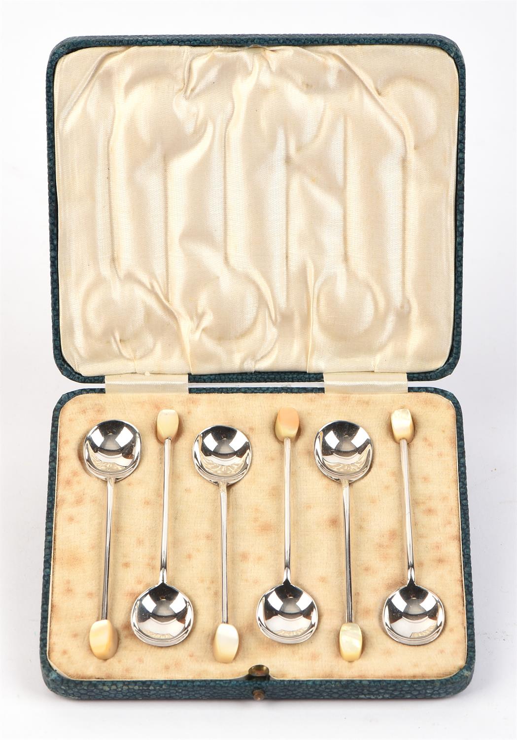 Cased set of silver spoons with mop finials. - Image 2 of 2