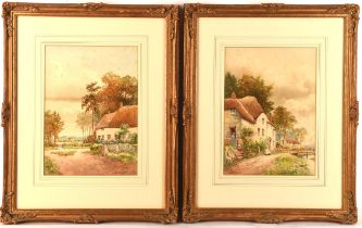 Arthur Mills (early 20th century), Cottage scenes, a pair of watercolours, both signed, each 33.