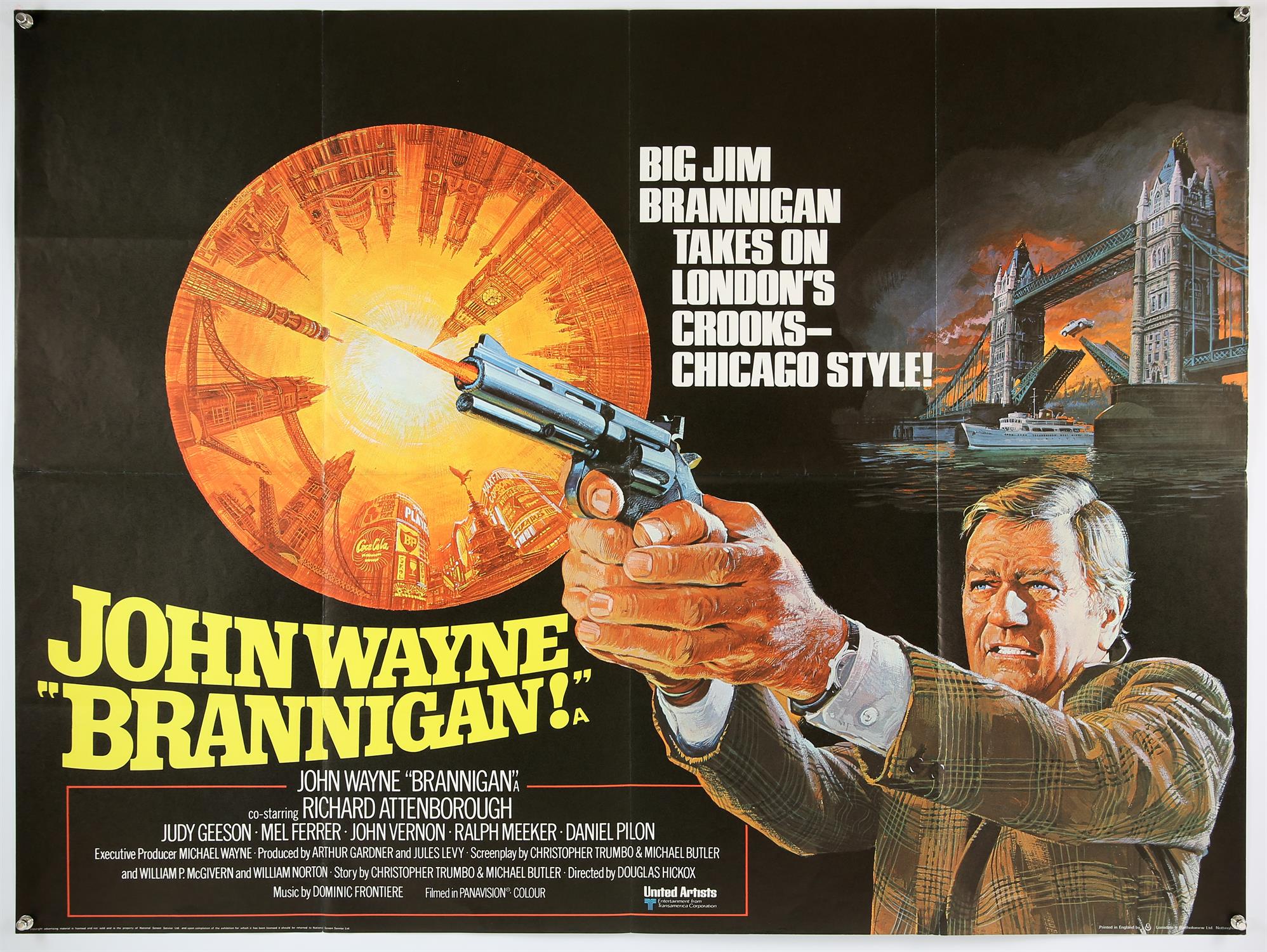 Brannigan (1975) British Quad film poster for the British action thriller set in London and