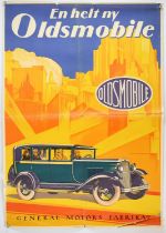 General Motors Fabrikat Original poster, Oldsmobile Swedish, Circa 1928 approx. 39" x 28" printed