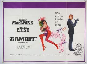 Gambit (1966) British Quad film poster, starring Shirley MacLaine & Michael Caine, folded,