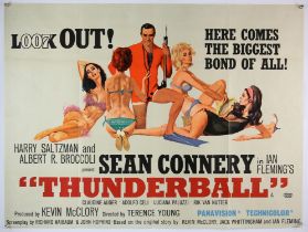 James Bond Thunderball (1965) British Quad film poster, starring Sean Connery, artwork by Robert