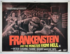 Frankenstein and the Monster from Hell (1973) British Quad film poster, Hammer Horror, linen backed,