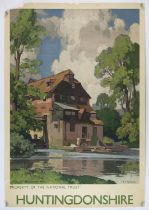 Huntingdonshire - National Trust Travel poster with artwork by L. R. Squirrel, rolled,
