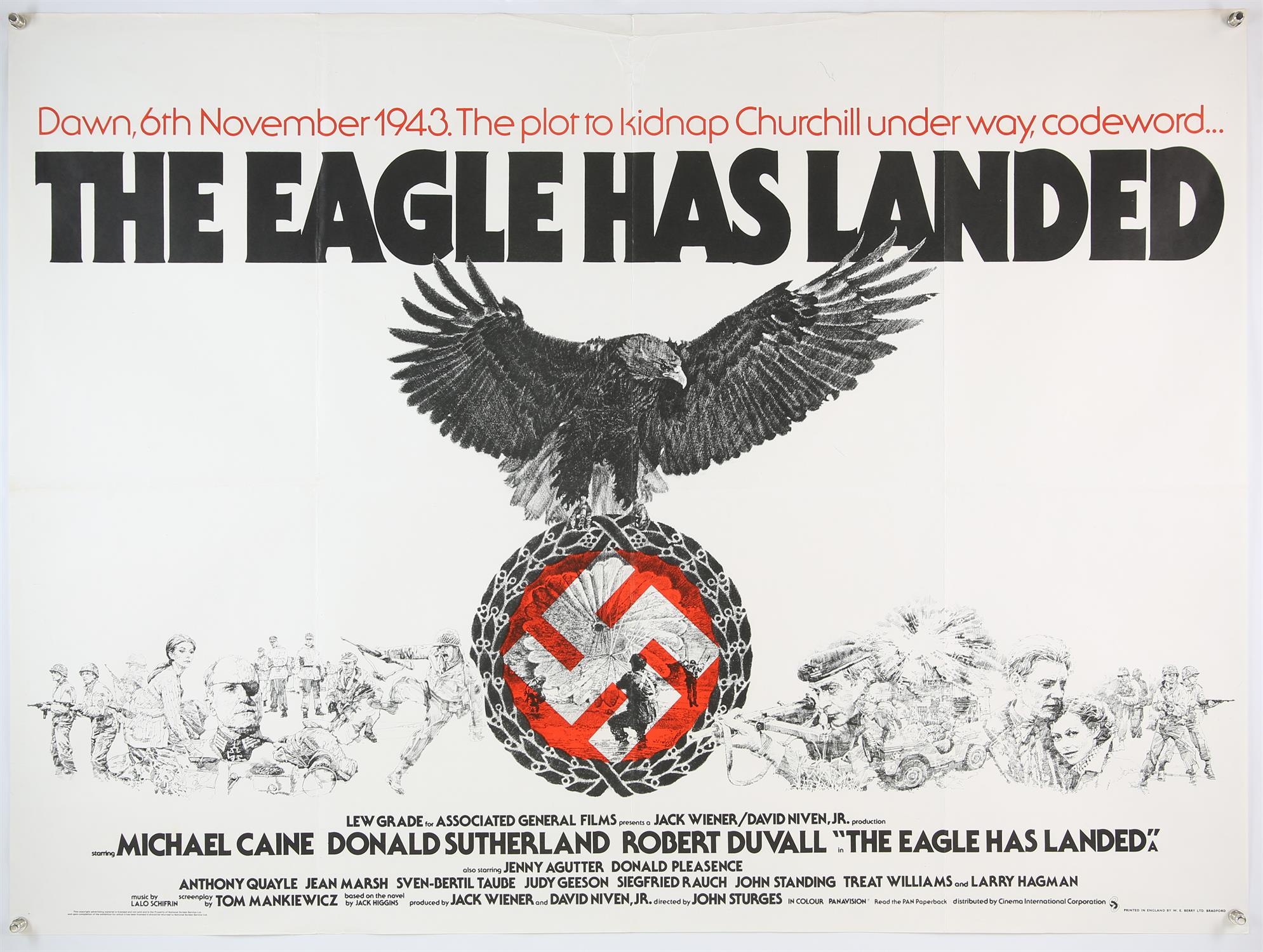 The Eagle Has Landed (1976) British quad film poster for the WWII thriller starring Michael Caine &