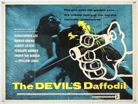The Devils Daffodil (1961) British Quad film poster, for the Anglo-German crime drama with a drugs