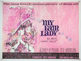 My Fair Lady (1964) British Quad film poster, starring Audrey Hepburn, artwork by Bob Peak, folded,