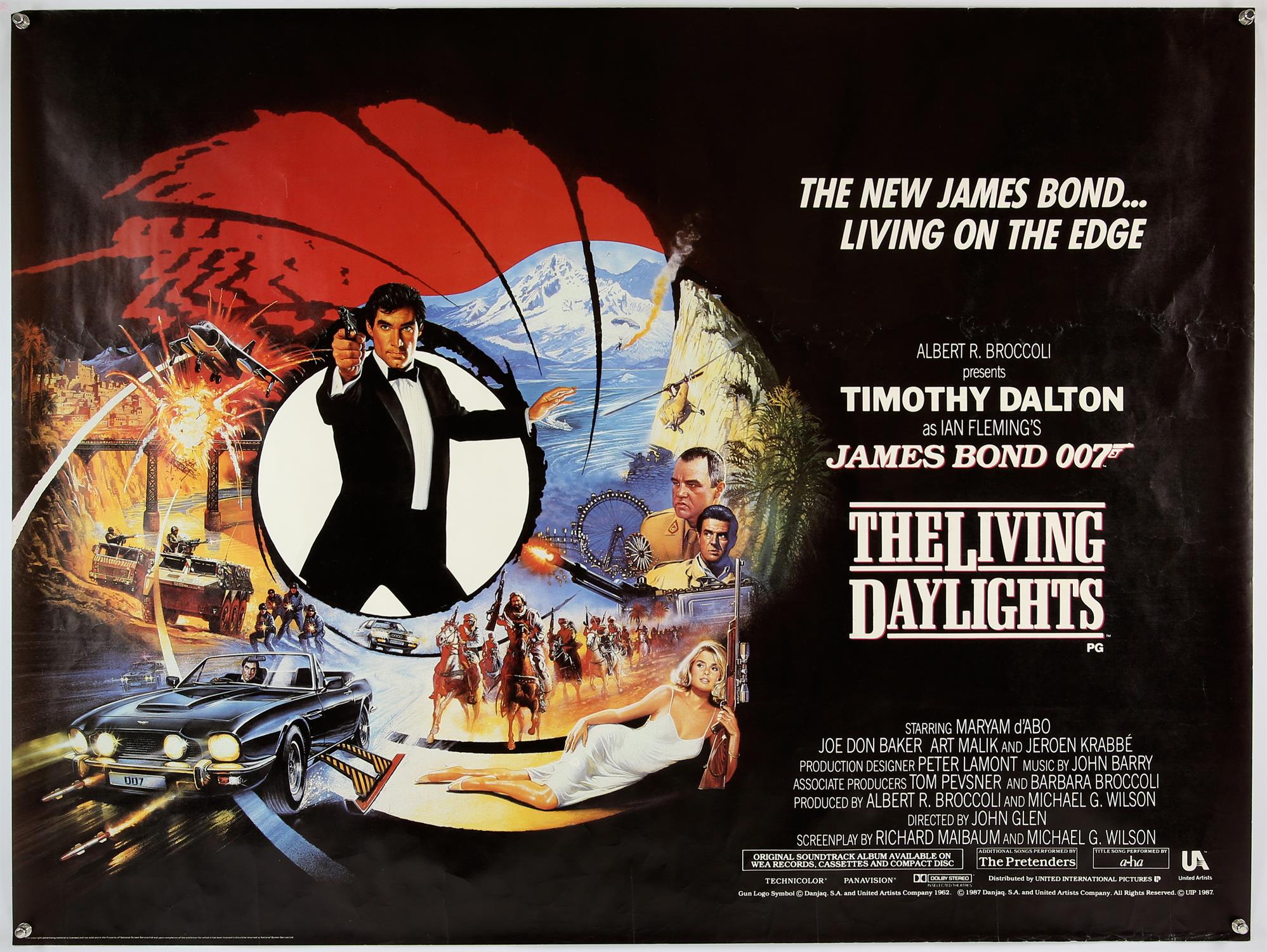 James Bond The Living Daylights (1987) British Quad film poster, starring Timothy Dalton,