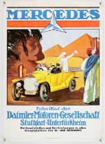 Mercedes 1920 reproduction poster, approx. 23" x 32", This was one of a series of reproductions of