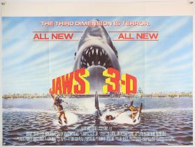 10 British Quad film posters from the 1980’s including Jaws 3-D (1983), Monty Python’s The Meaning