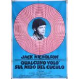 One Flew Over The Cuckoo’s Nest (1975 rr) Italian film poster, for the Oscar winning movie starring