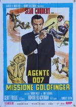 James Bond Goldfinger (R-1970's) Italian Two Foglio film poster, starring Sean Connery, folded,