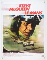 Le Mans (1971) French reproduction film poster, for the motor racing movie starring Steve McQueen,