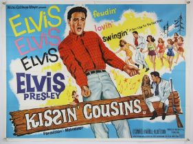 Elvis Presley Kissin Cousins (1964) British Quad film poster, folded, 30 x 40 inches.