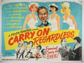 Carry On Regardless (1961) British Quad film poster, starring Sid James, Charles Hawtrey & Kenneth