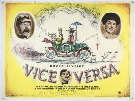 Vice Versa (1948) British Quad film poster, for this early Ealing comedy, poster art by cartoonist