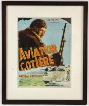 Aviation Cotiere Coastal Command - Belgian vintage poster, framed, 10.5 x 14 inches.