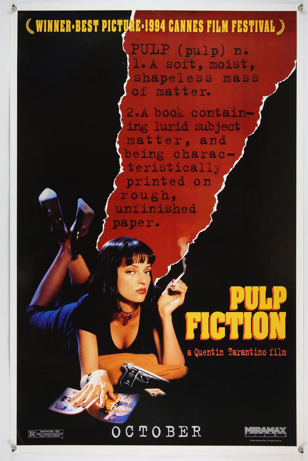 Pulp Fiction (1994) US One Sheet film poster for the Tarantino film starring Uma Thurman,