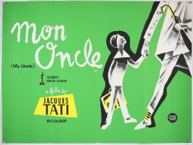 Mon Oncle (R-1970) British Quad film poster for the movie by Jaques Tati, folded, 30 x 40 inches.