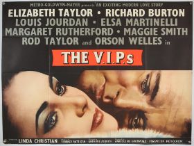 The V.I.P.S. (1963) British Quad film poster, starring Elizabeth Taylor and Richard Burton, folded,