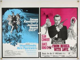 James Bond Diamonds Are Forever / From Russia With Love (1973) British Quad Double Bill film poster,