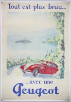 Peugeot Original circa 1937 poster 'Tout Est Plus Beau Avec Une Peugeot', by Antoine Girard, approx.