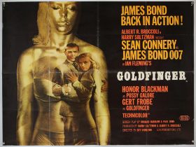 James Bond Goldfinger (1964) British Quad film poster, Style A, art by Robert Brownjohn,