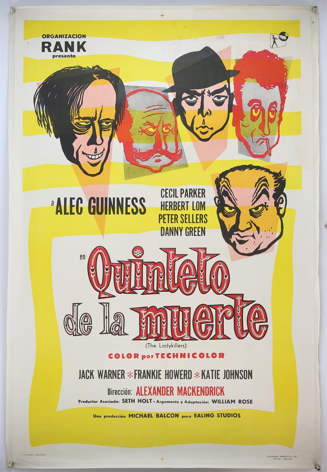 The Ladykillers (1955) Argentine linen-backed film poster, with the same Reginald Mount artwork