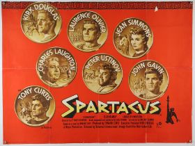 Spartacus (1960) British Quad film poster, artwork by Saul Bass, directed by Stanley Kubrick,