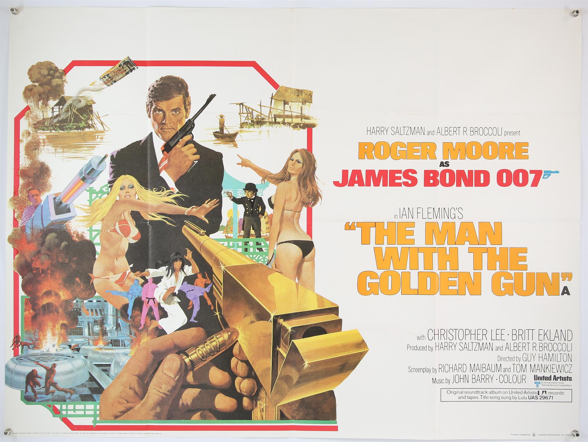 James Bond The Man With the Golden Gun (1974) British Quad film poster, starring Roger Moore and