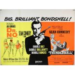 James Bond Dr. No / Thunderball (1972) British Quad double bill film poster, starring Sean Connery,