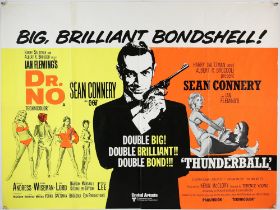 James Bond Dr. No / Thunderball (1972) British Quad double bill film poster, starring Sean Connery,