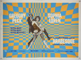 Arabesque (1966) British Quad film posters, starring Gregory Peck and Sophia Loren, folded,