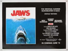 Jaws (R-2012) British Quad film poster, directed by Steven Spielberg, Universal, rolled,