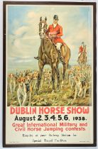 Dublin Horse Show 1938 Vintage advertising poster, artwork by Olive Whitmore, Royal Dublin Society,