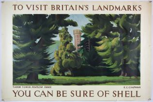 Everywhere You Go You can be sure of Shell - Vintage advertising poster, Tudor Tower, Pentlow,