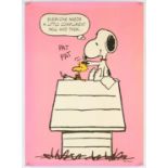 Original Peanuts Charlie Brown poster by Schulz c’ 1960’s, showing Snoopy & Woodstock sitting on