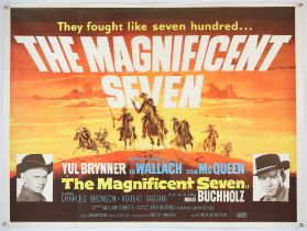 The Magnificent Seven (1960) British Quad film poster, Western starring Steve McQueen,