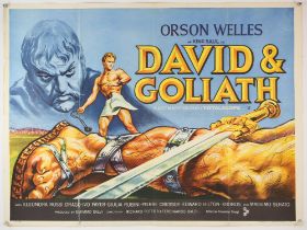 David & Goliath (1961) British Quad film poster, movie by Orson Welles, folded, 30 x 40 inches.