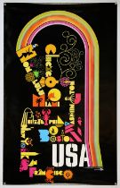 Original USA Department of Commerce poster c’1970’s, the design highlighting cities to visit