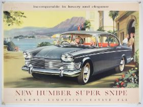 Humber Super Snipe, original factory poster, circa 1960, approx. 39" x 28".