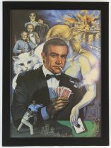 James Bond - Commercial poster from the 1980's, artwork by Lynn Smith, framed, 17 x 24 inches.
